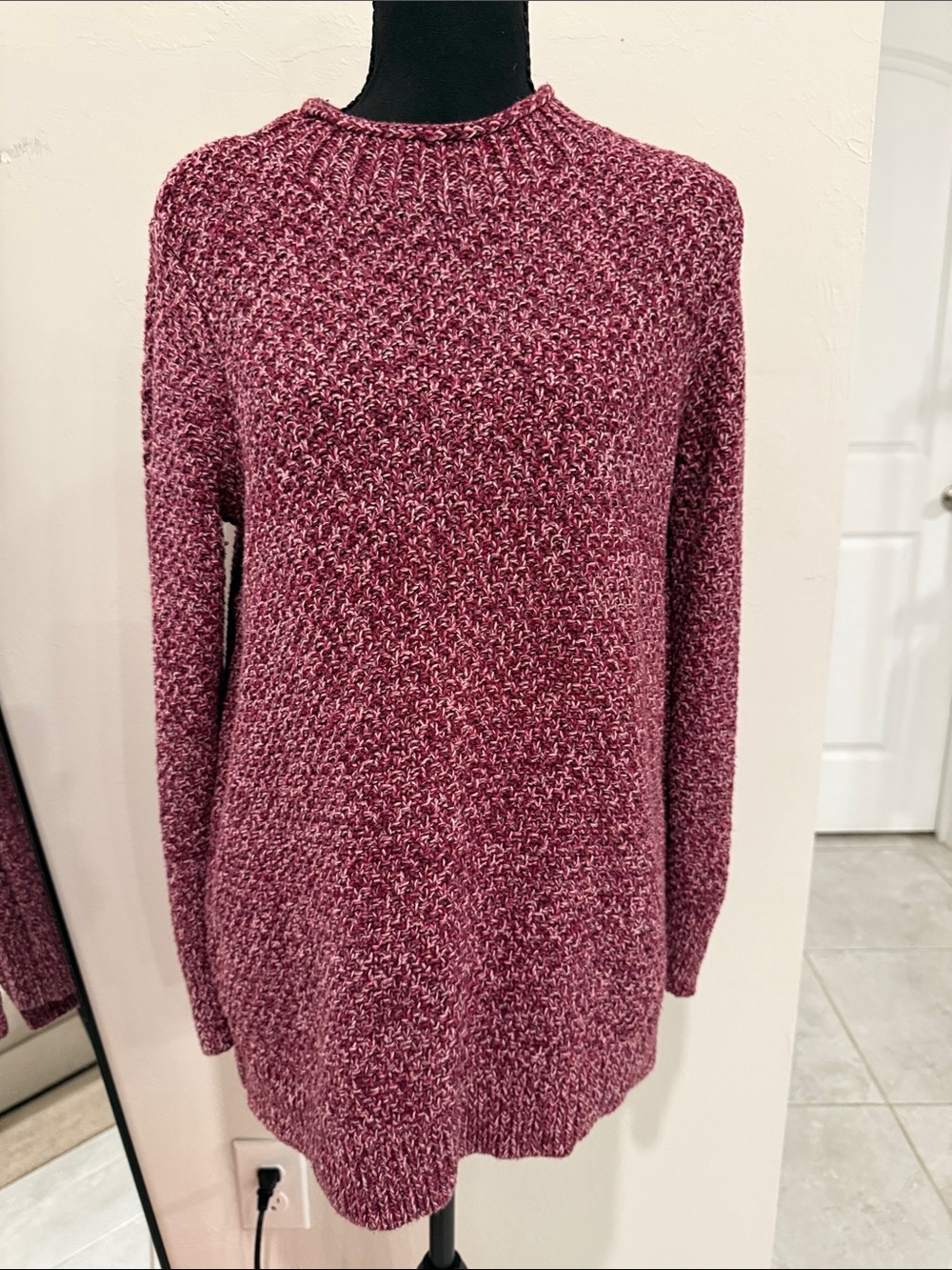 LOFT Marled Berry Crewneck Sweater